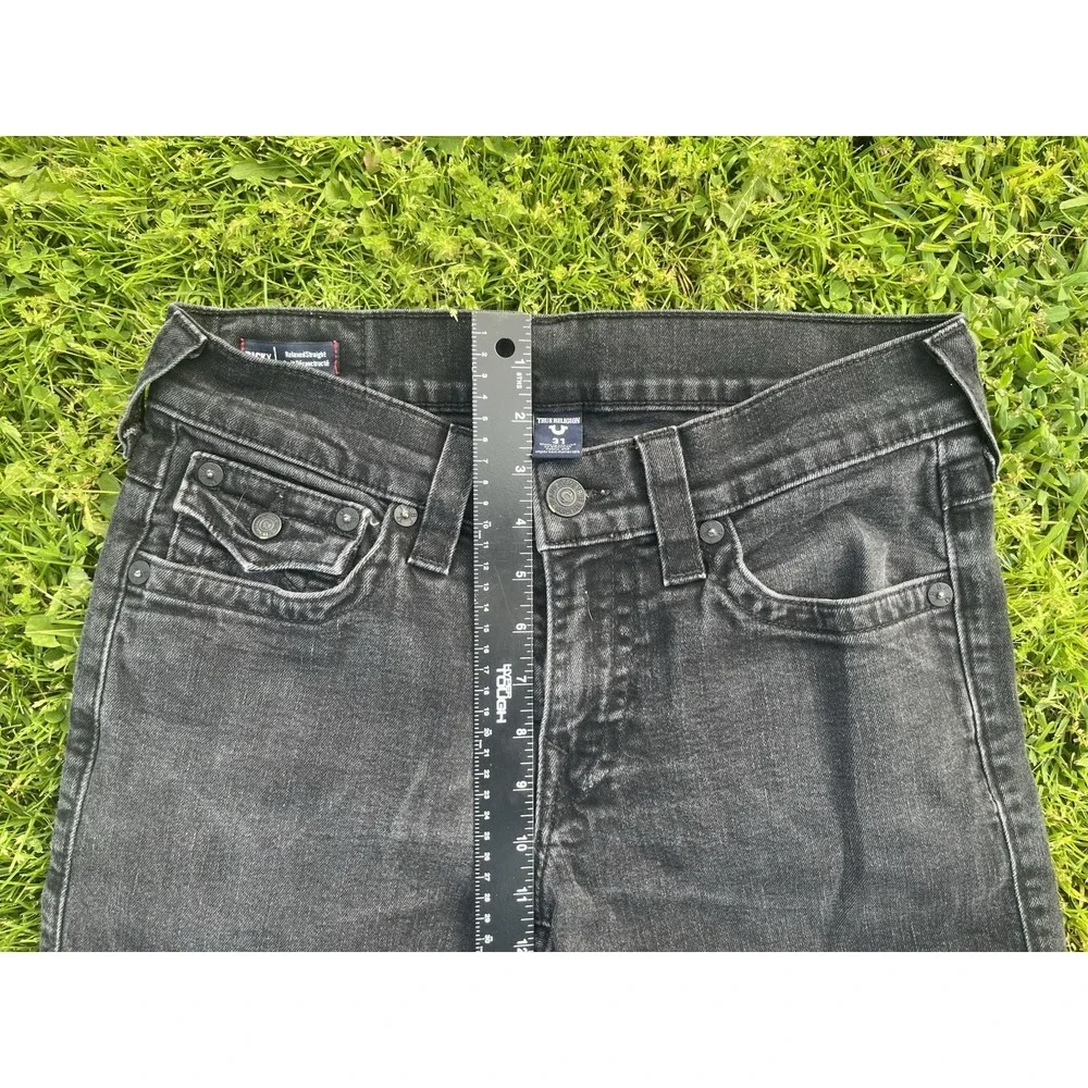 True Religion Denim Ricky Flap Straight Leg Jeans Black USA Made Men's 31 X‎ 26